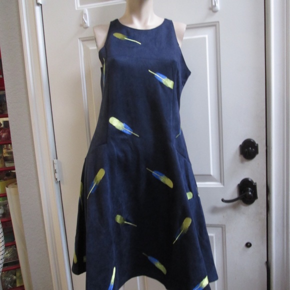 new JESSIE ZHAO women's navy blue embroidered skater dress Sz  M and L - Picture 1 of 16